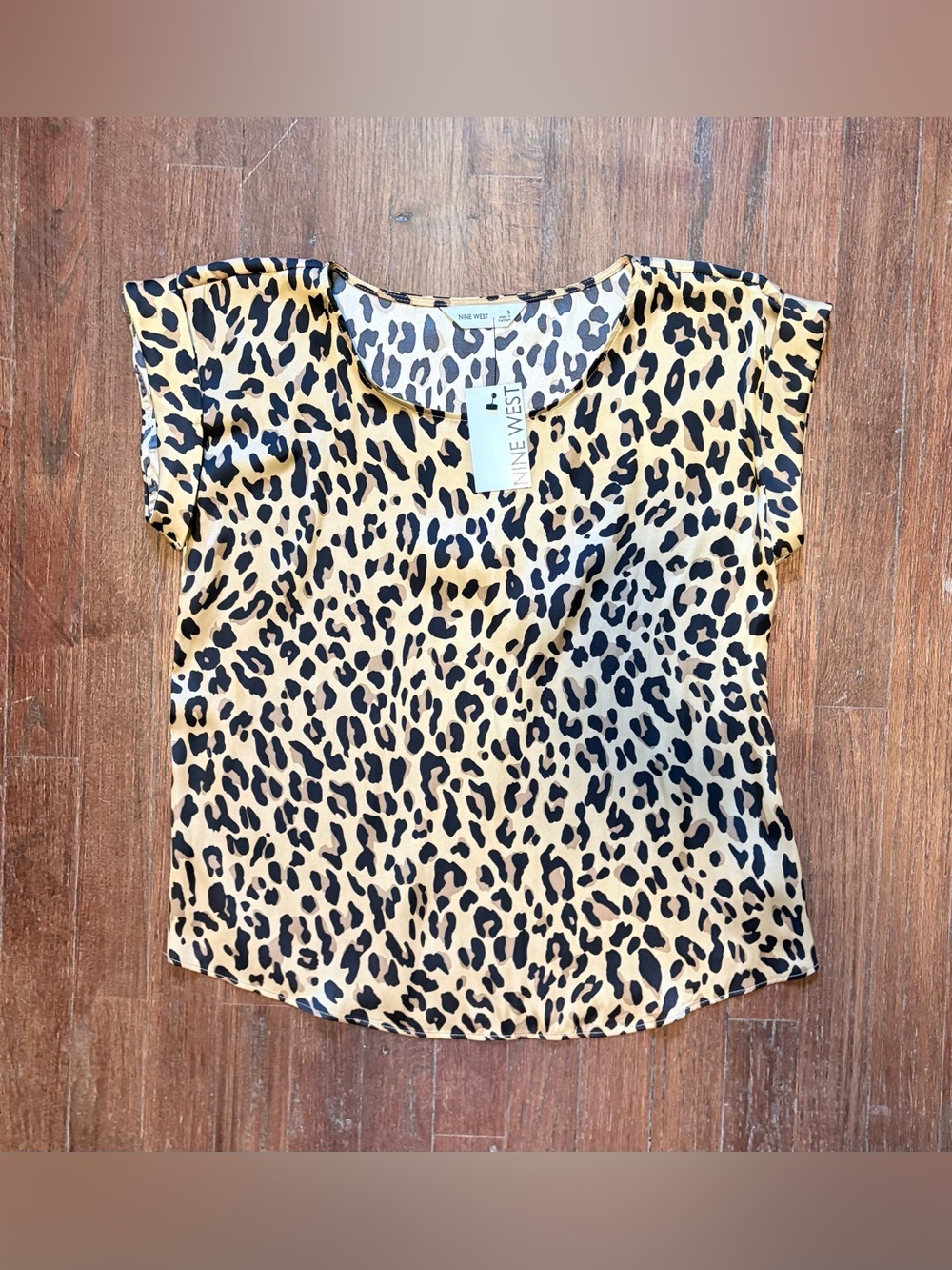 NWT Nine West Animal Print Satin Top - Small